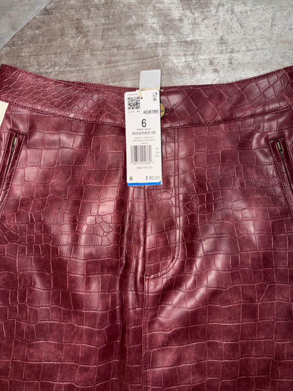 2 PIECE…adidas Burgundy Croc-Embossed Bomber Jacket with matching skirt #SET - Picture 6 of 8